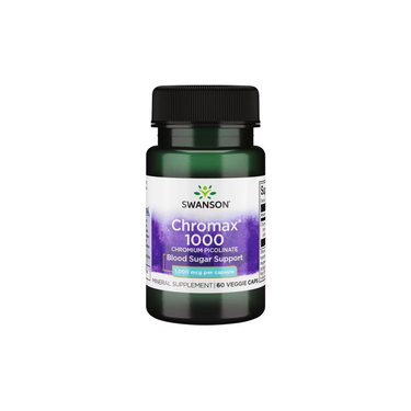 Swanson's Chromax 1000 Chromium Picolinate offers enhanced bioavailability and powerful blood sugar support, with each of the 60 veggie capsules delivering 1000 mcg for your well-being.